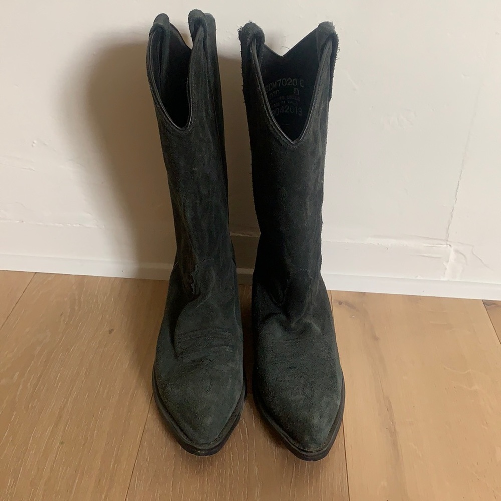 Old West Roughout Suede Cowboy Boots dark gray 9